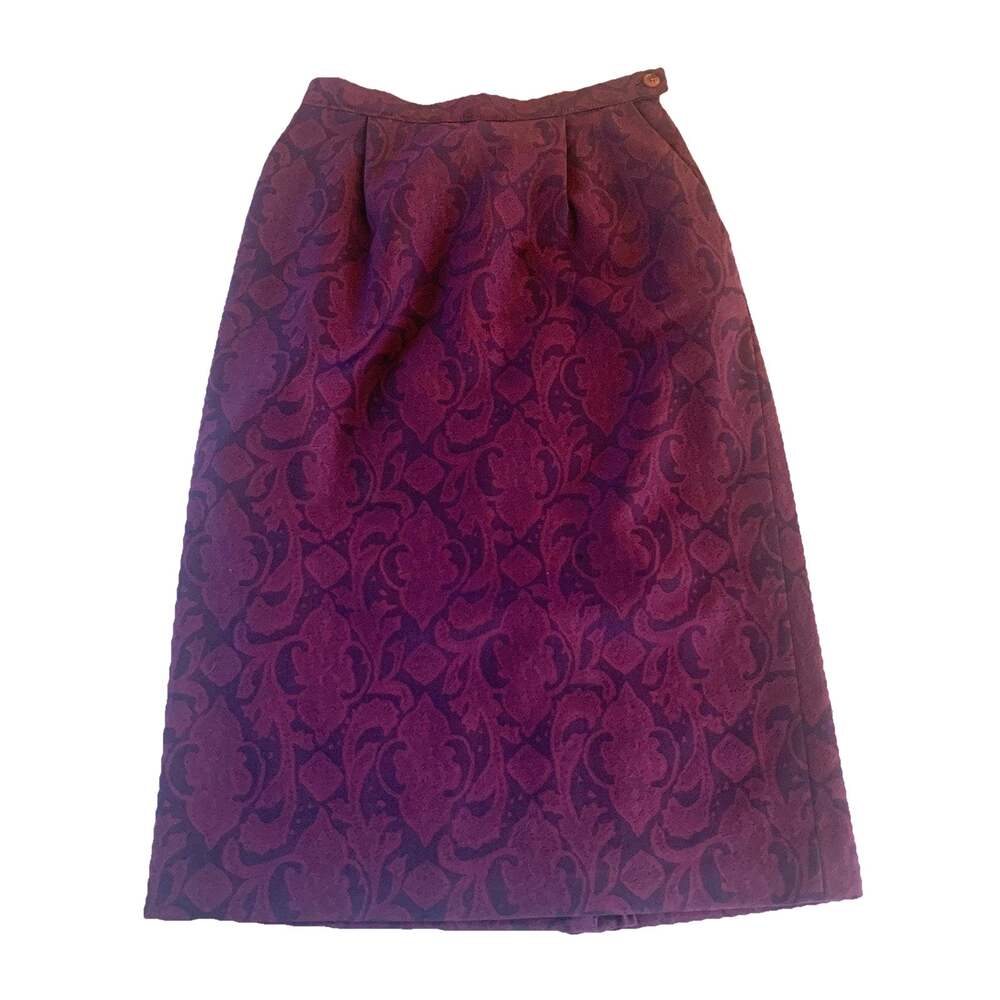 VTG 70s Pendleton Wool Pencil Skirt Purple Paisley Tag 8 Modern 4 USA Pockets